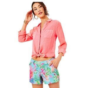 NWT Lilly Pulitzer Buttercup Stretch Knit Shorts Cay To My Heart 4 Pink Blue